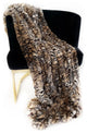 Natural Leopard Sharpei Faux Fur Luxury Throw Blanket, 102Lx116W California King