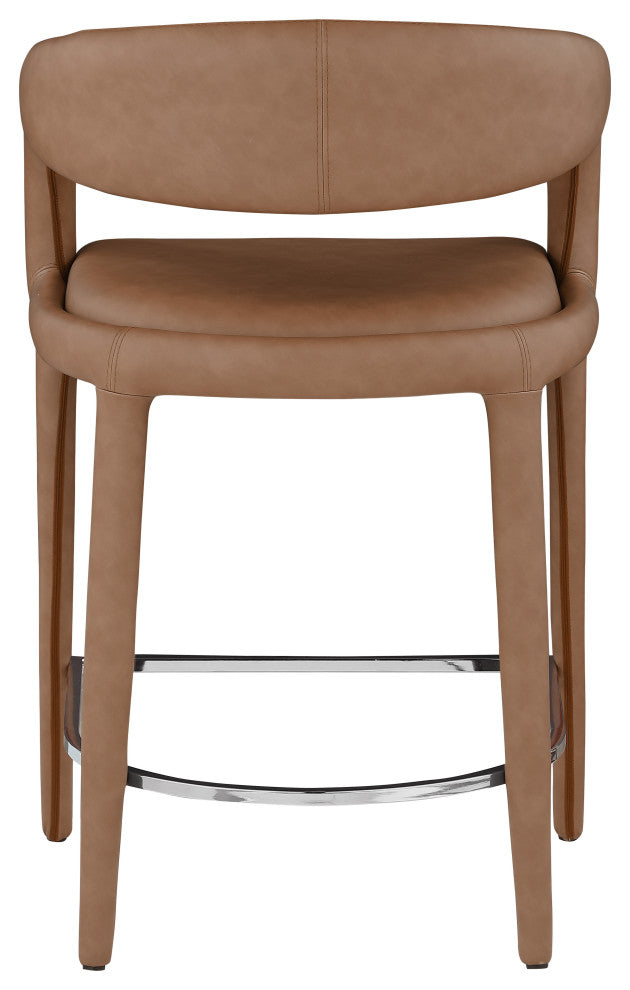 Sylvester Faux Leather Stool, Brown