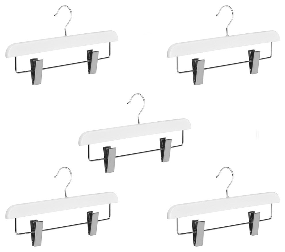 Abs Plastic Trouser Skirt Hangers, Perfect for Skirts, Pants, Slacks, Jeans, White, 5-Pack