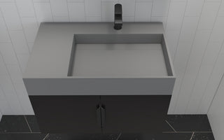 CastelloUSA Amazon 30" Right Wall Mounted Bathroom Vanity Set, Black, Gray Top, Black Handles