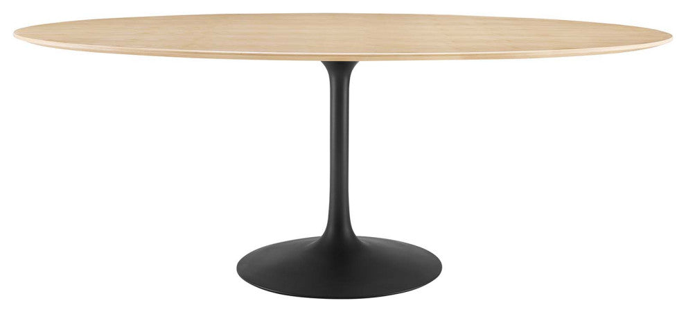 Lippa 78" Wood Oval Dining Table, Black Natural