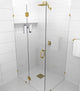 78"x43"x32" Frameless 90 Degree Shower Enclosure Glass Hinge, Polished Brass