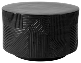 Serenity Textured Ceramic Round Accent Table, Coal Semigloss