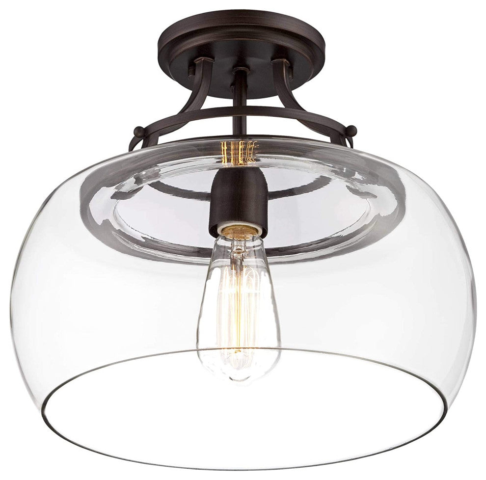 Farmhouse Rust Ceiling Light Glass Semi Flush Mount Fixture