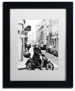 'Lady in Paris' Matted Framed Canvas Art by Preston