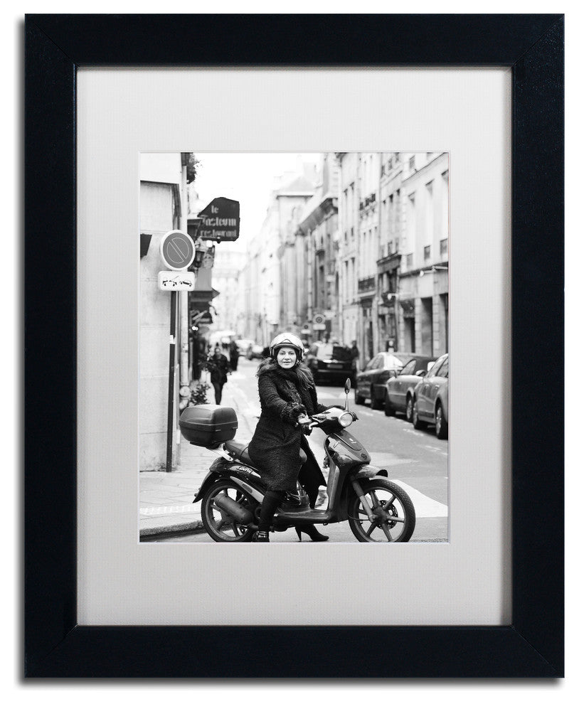 'Lady in Paris' Matted Framed Canvas Art by Preston