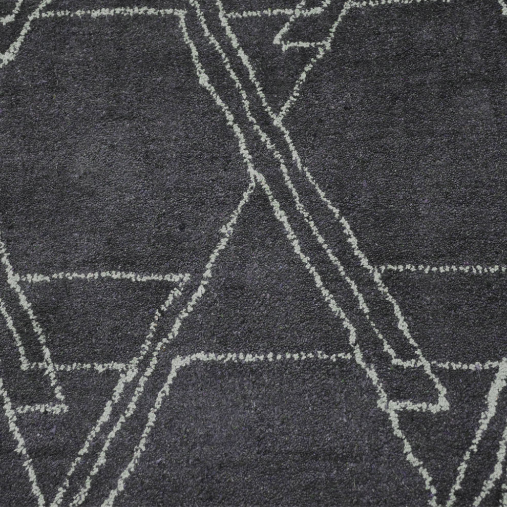 HAND KNOTTED LOOM SILK ECO-FRIENDLY RUG-Rectangle,Charcoal Beige, Contemporary