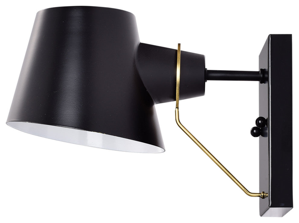 Baxter 1-Light Vanity, Black With Burnished Brass