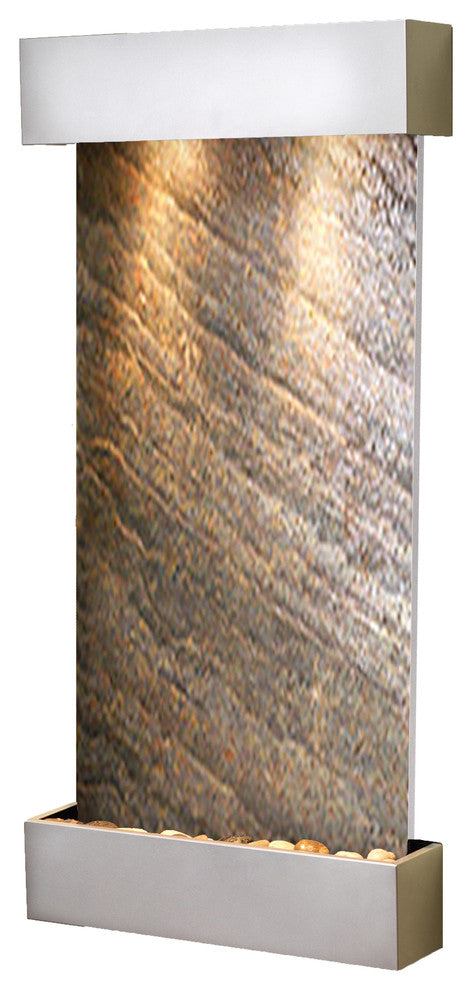 Whispering Creek Water Feature by Adagio, Green Featherstone, Silver Metallic