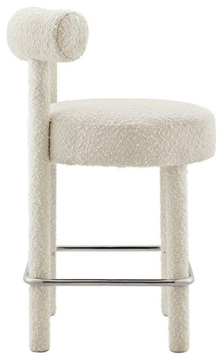 Modway Toulouse 26" Upholstered Fabric Counter Stool in Ivory/Silver (Set of 2)