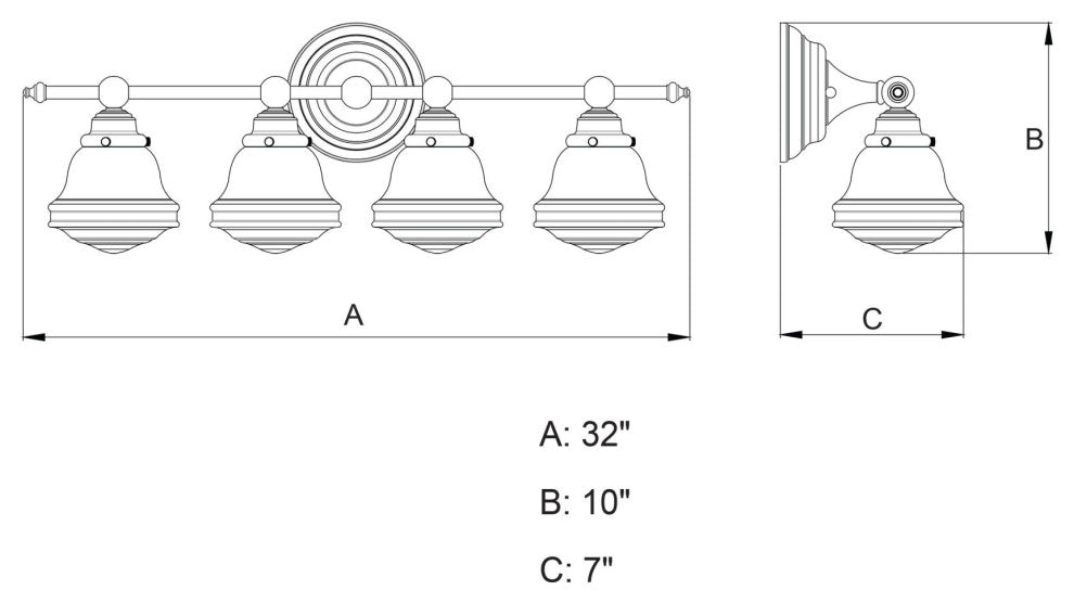 Vaxcel Lighting W0191 Huntley 4 Light 32"W Bathroom Vanity Light - Oil Rubbed