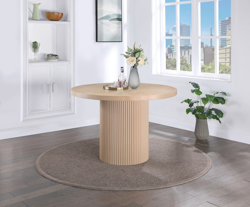 Belinda Beech Wood Dining Table, Natural, 48" W x 48" D x 31" H