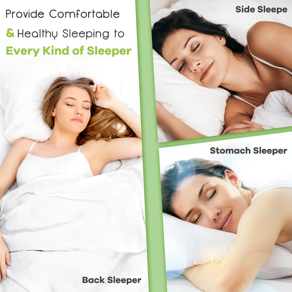 Costway 2Pack Shredded Memory Foam Bed Pillows Bamboo Cooling Cover 28''x18''