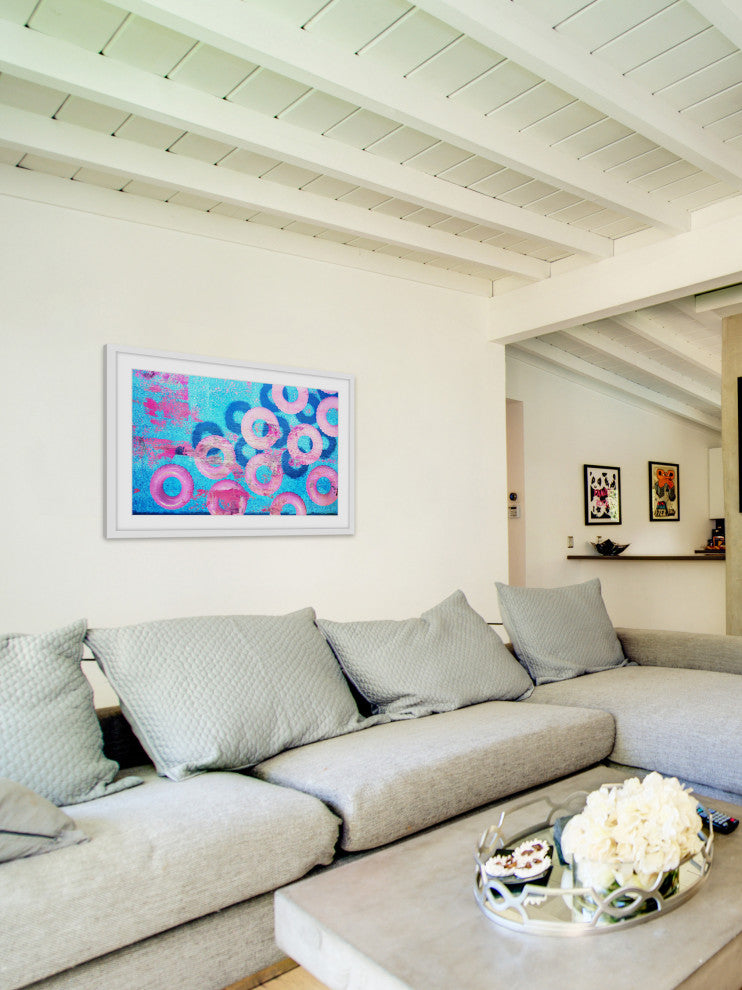"Pink Inflatables" Framed Painting Print, 24"x16"