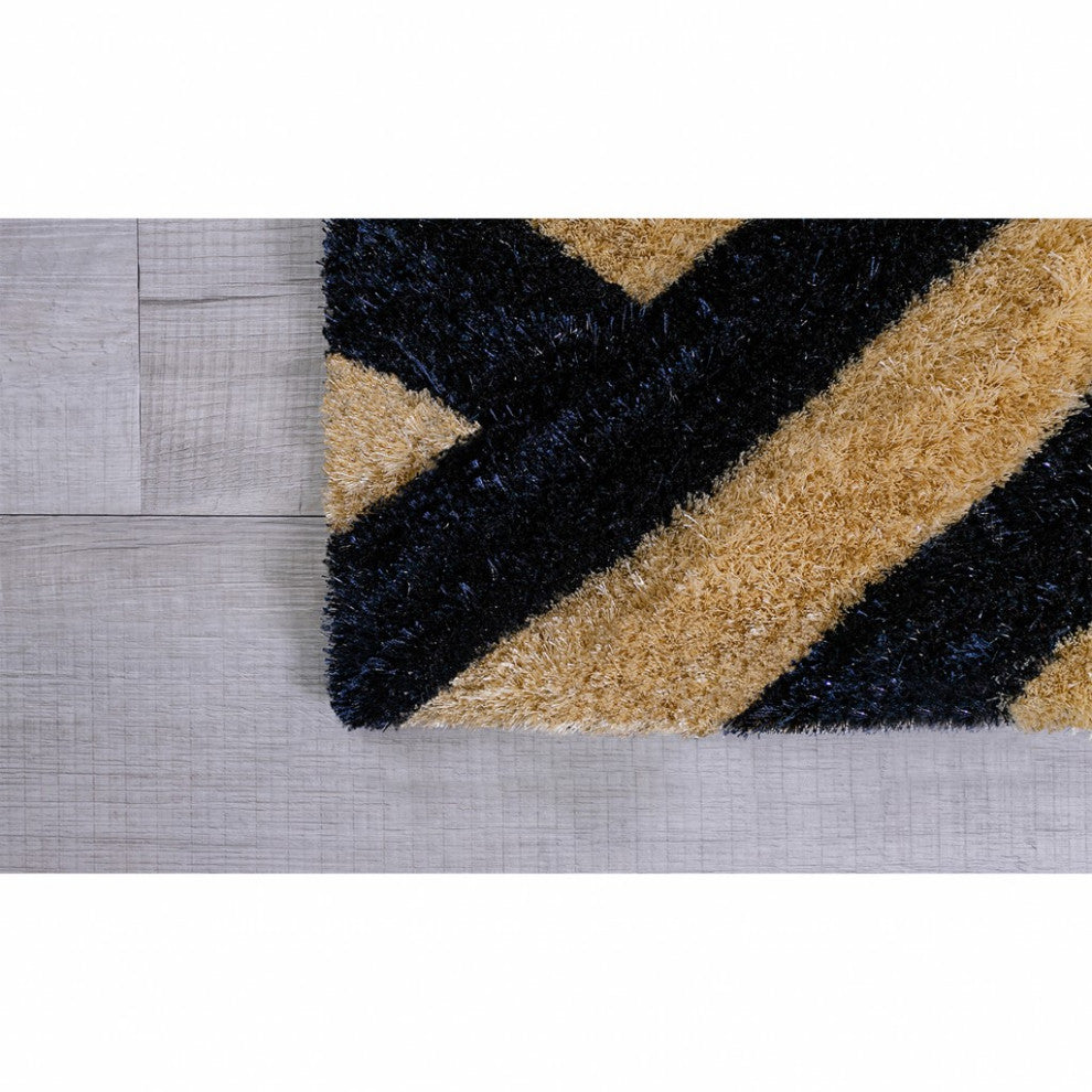 5 x 7 Beige and Black Geometric Illusion Area Rug