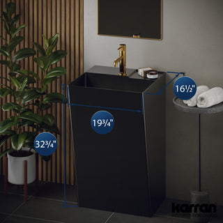 Karran Cinox Stainless Steel Rectangular Pedestal Sink, Gunmetal Grey