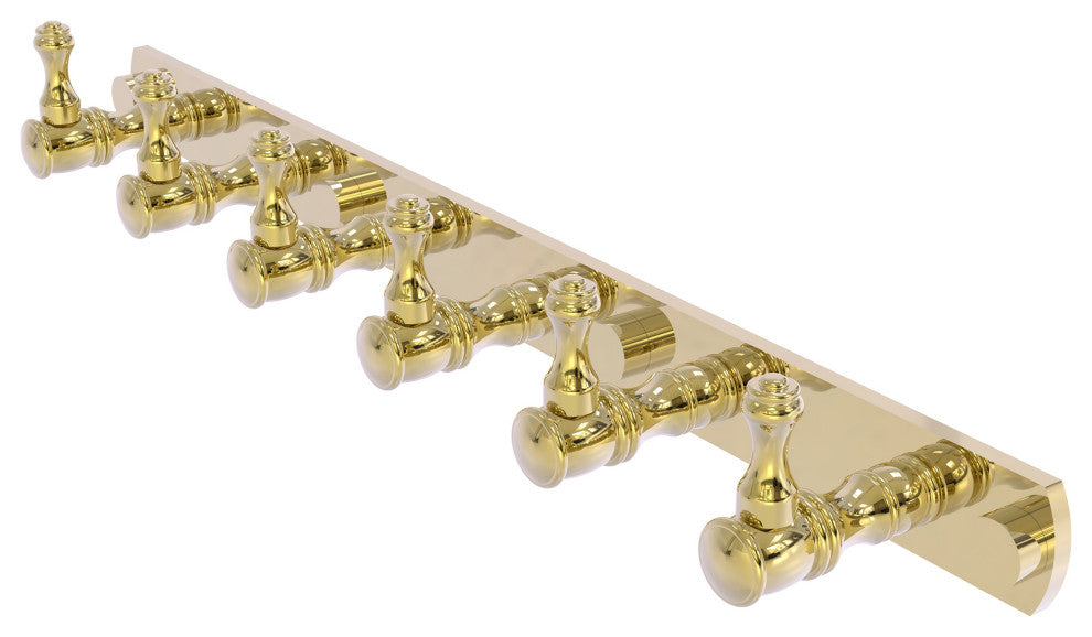 Carolina 6 Position Tie and Belt Rack, Unlacquered Brass