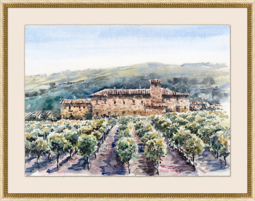 Vineyard Estate Watercolor 2, Giclee Reproduction Artwork