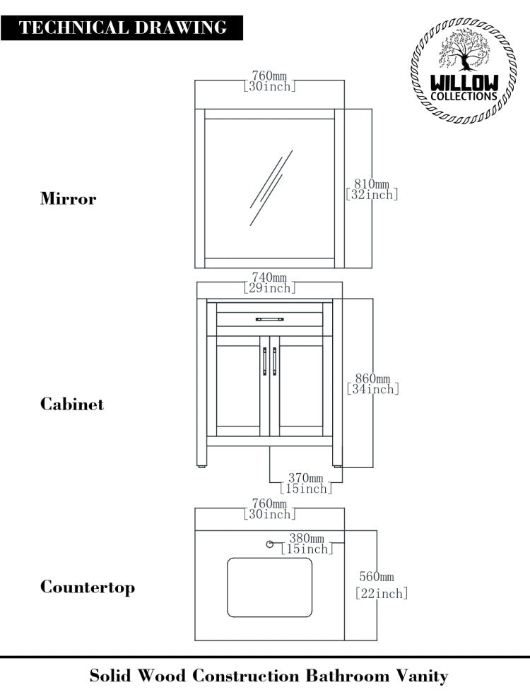 Sonoma 30 Single Sink Bath Vanity in Light Natural Teak with 1.5" Calacatta Laza