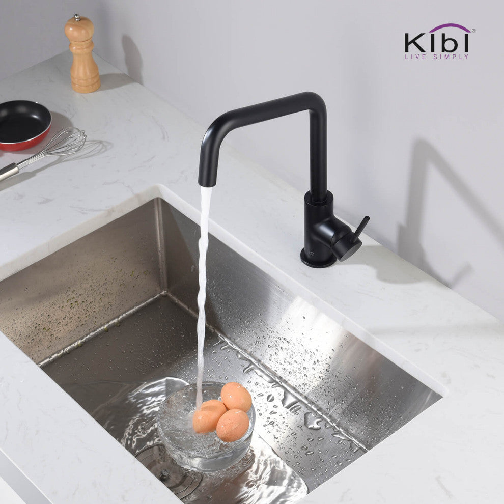 Macon Single Lever Kitchen Bar Faucet, Matte Black W/ Soap Dispenser