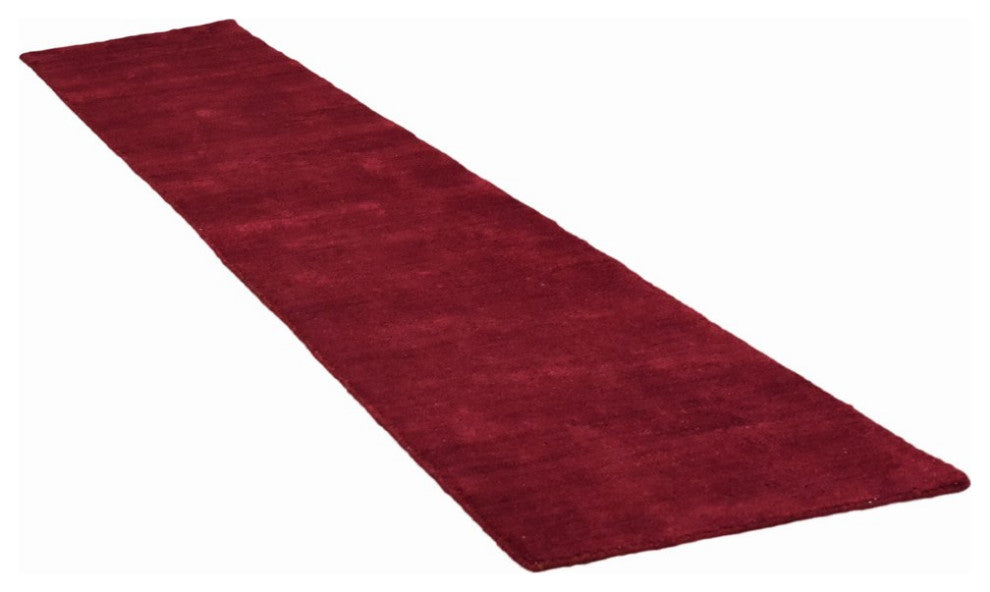 Hand Knotted Loom Silk Mix Area Rug Solid Red