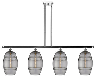 Ballston-Vaz 4-Light 48" Stem Island Light, 8"D Polished Chrome, Light Smoke