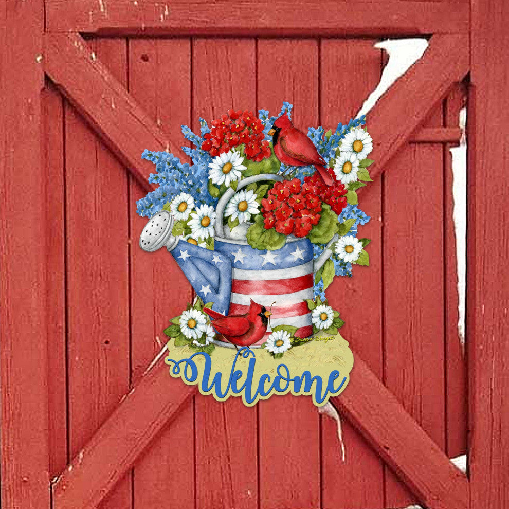 American Watering Can Door Decor by Susan Winget American Patriotic Decor