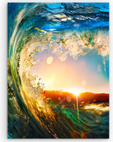 "Colored Ocean Waves Falling Down" Metal Wall Art, 3 Panels, 28"x36"