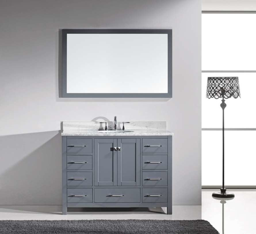 Caroline Avenue 48" Single Bathroom Vanity Set Gray, Marble Top