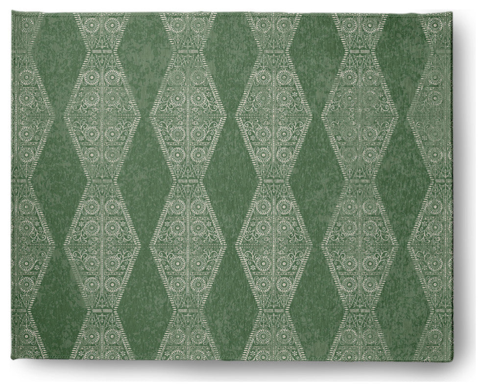 Pyramid Stripe Soft Chenille Area Rug, Green, 8'x10'
