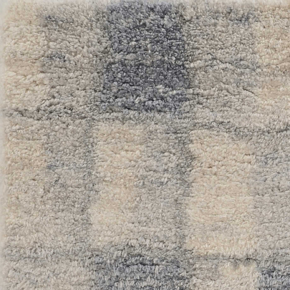 HomeRoots 9'x13' Ivory Blue Machine Woven Color Block Abstract Indoor Area Rug