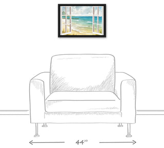Open Windows to Beach Paradise 12x18 Black Floating Framed Canvas