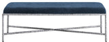 Valley Upholstered Bench, Navy, 54" W x 18" D, Silver, Chenille Fabric