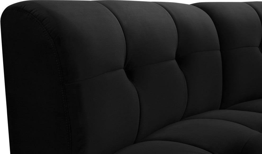 Limitless Velvet Upholstered 2-Piece Modular Sectional, Black
