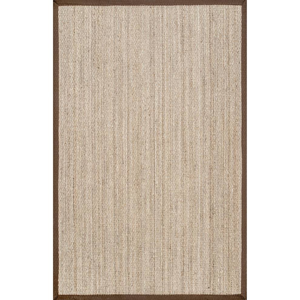 Nuloom Jute and Sisal Elijah Seagrass With Border Area Rug, Brown 5'x8'