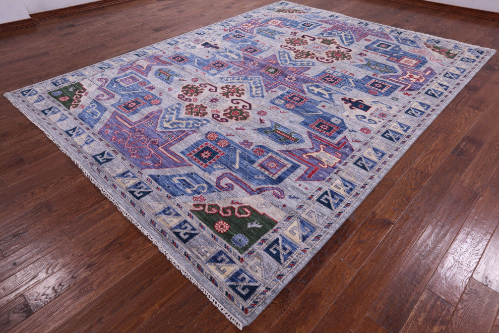 9' 2" X 12' 3" Kazak Handmade Wool Rug - Q13270