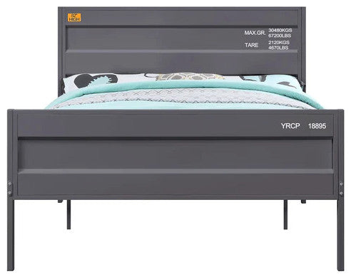 Benzara BM204613 Metal Full Size Bed with Straight Leg Support, Gray