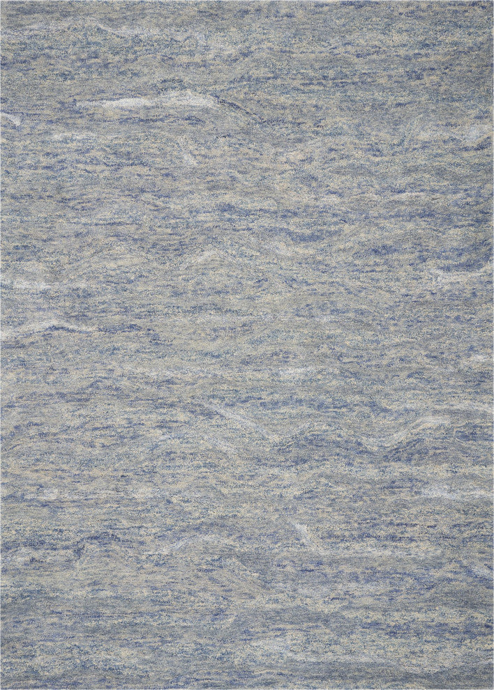 HomeRoots 7 x 9 Wool and Viscose Ocean Blue Area Rug
