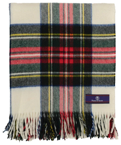 Prince of Scots Highland Tartan Tweed Merino Wool Throw, Dress Stewart