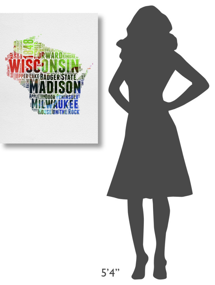"Wisconsin Watercolor Word Cloud" Fine Art Print