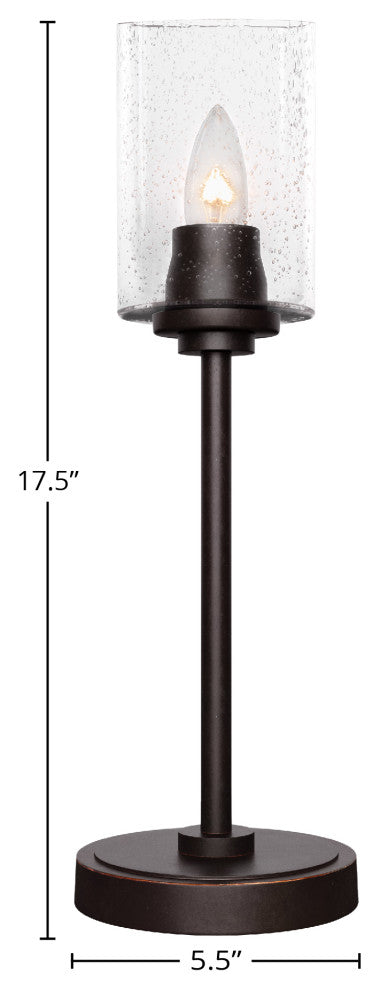 Luna 1-Light Table Lamp, Dark Granite/Clear Bubble