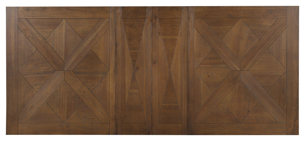 ACME Pascaline Dining Table, Gray Fabric, Rustic Brown and Oak Finish