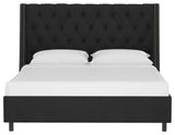 Williams California King Nail Button Diamond Wingback Platform Bed, Velvet Black