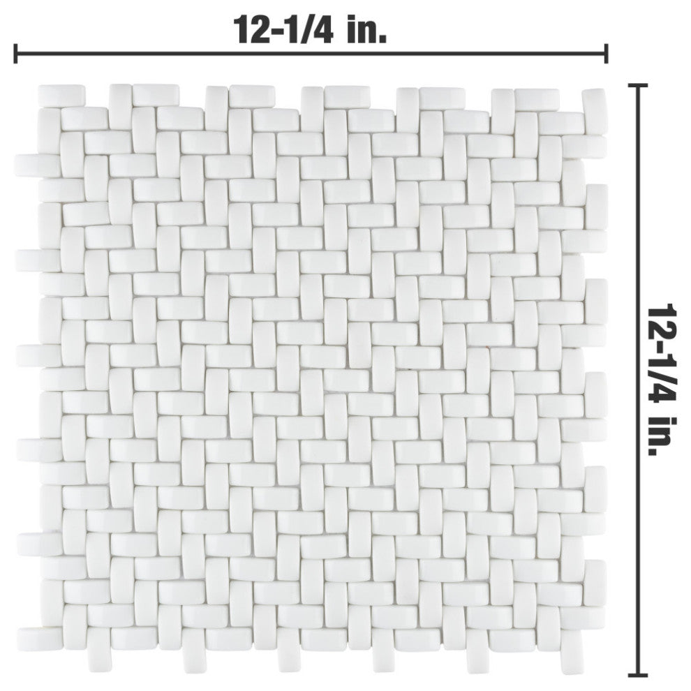Expressions Weave White Glass Floor and Wall Tile
