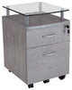 Techni Mobili Rolling File Cabinet with Glass Top, Grey