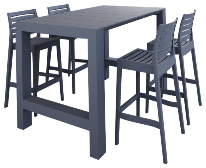Vegas Ares 5-Piece Bar Set With 39"-55" Extendable Dark Gray