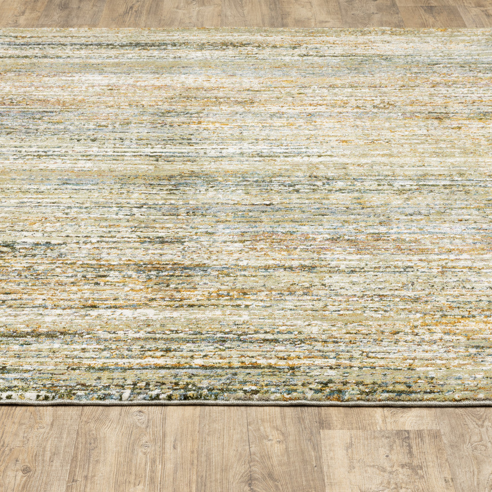 Aegina Soft Stripes Gold/Green Area Rug, 7'10"x10'10"