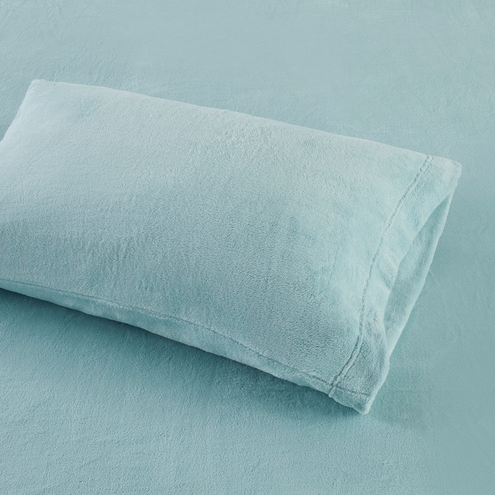 True North by Sleep Philosophy Knitted Plush Sheet Set, Aqua, King