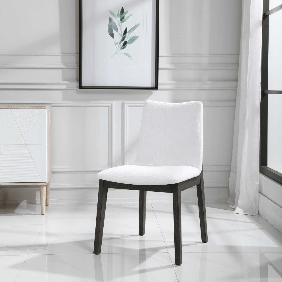 Elegant Dark Espresso Brown/White Dining Chairs, Set of 2