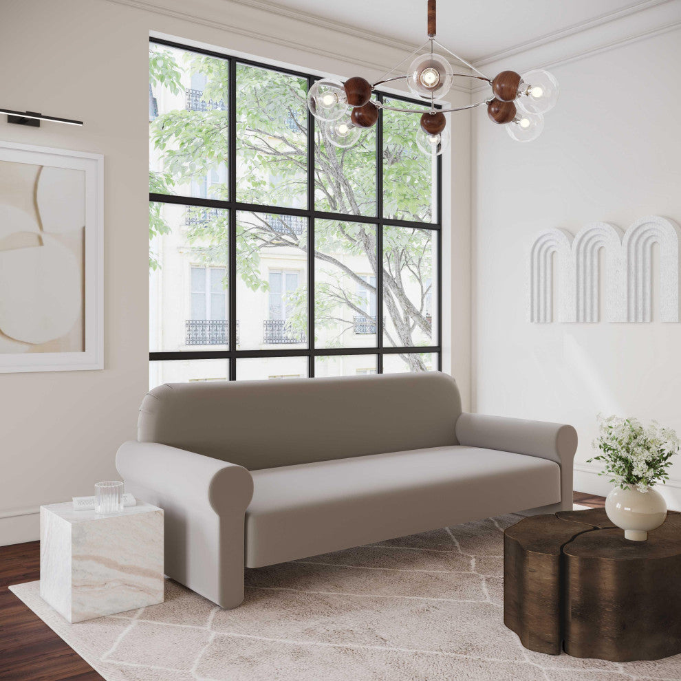 TOV Furniture Keelee Taupe 84" Velvet Sofa